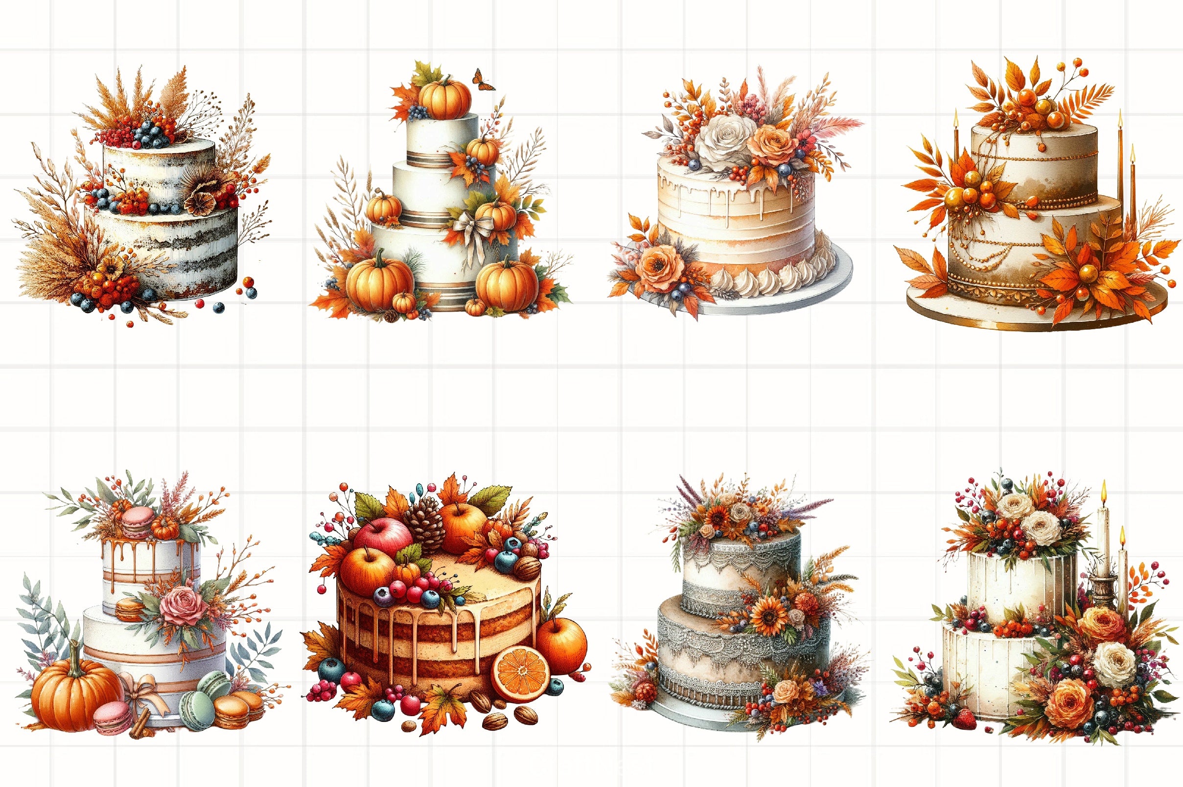 Fall Wedding Cake Clipart Bundle - CraftNest - Digital Crafting and Art