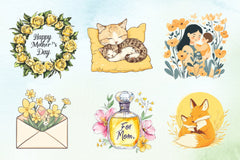 Pastel Yellow Mother's Day Clipart Bundle - CraftNest - Digital Crafting and Art
