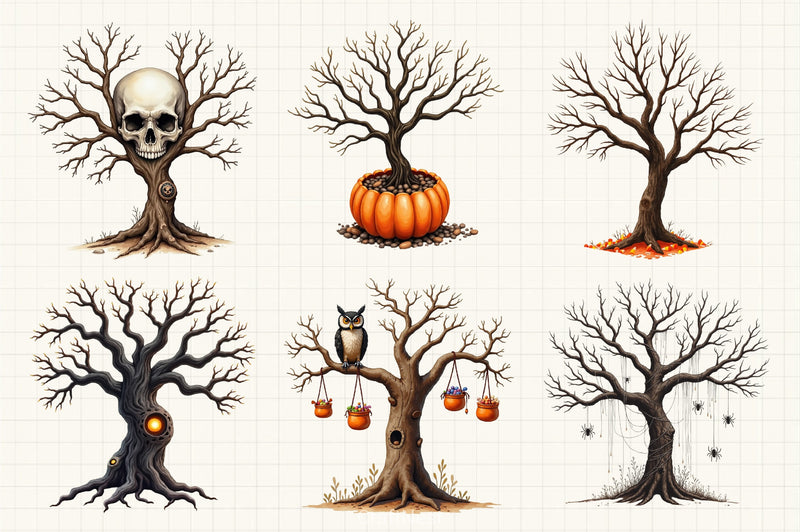 Halloween Tree Clipart Bundle 2 - CraftNest - Digital Crafting and Art