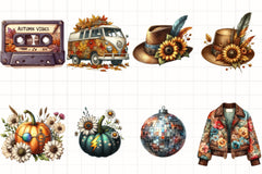 Retro Autumn Clipart Bundle 6 - CraftNest - Digital Crafting and Art