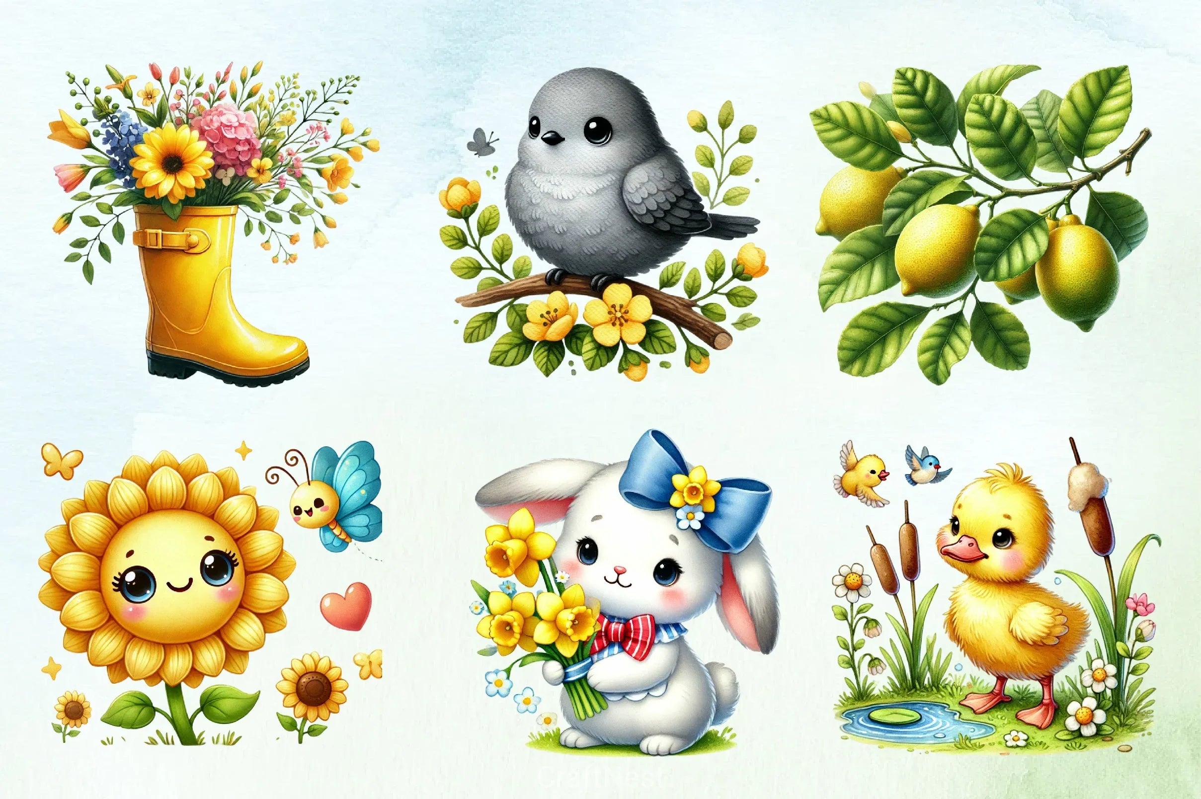 Soft Spring Clipart Bundle - CraftNest - Digital Crafting and Art