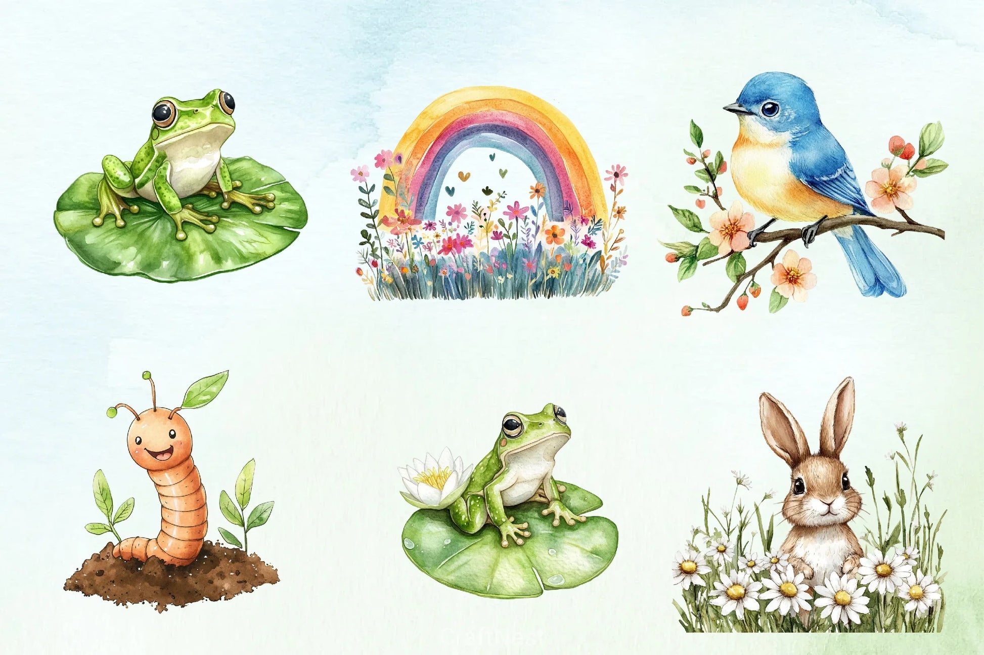 Cute Spring Garden Clipart Bundle - CraftNest - Digital Crafting and Art