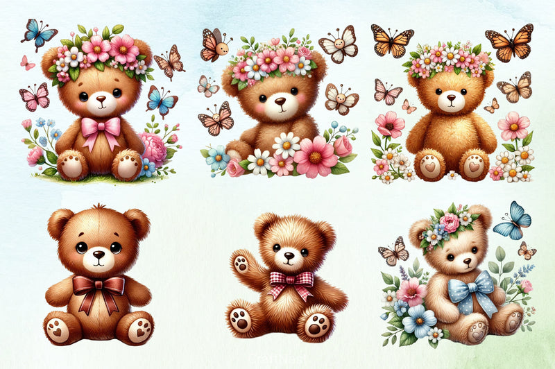 Teddy Bear Easter Clipart Bundle - CraftNest - Digital Crafting and Art