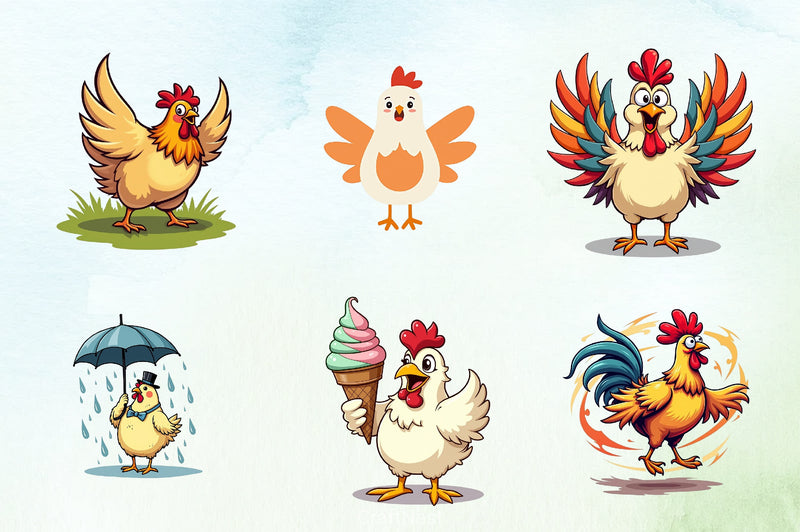 Crazy Chicken Clipart Bundle - CraftNest - Digital Crafting and Art