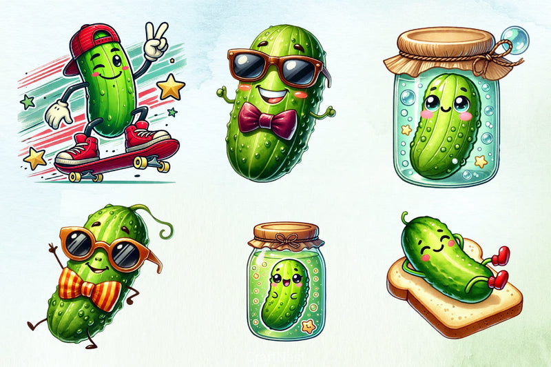 Cute Pickle Clipart Bundle - CraftNest - Digital Crafting and Art