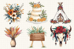 Boho Wedding Clipart Bundle - CraftNest - Digital Crafting and Art