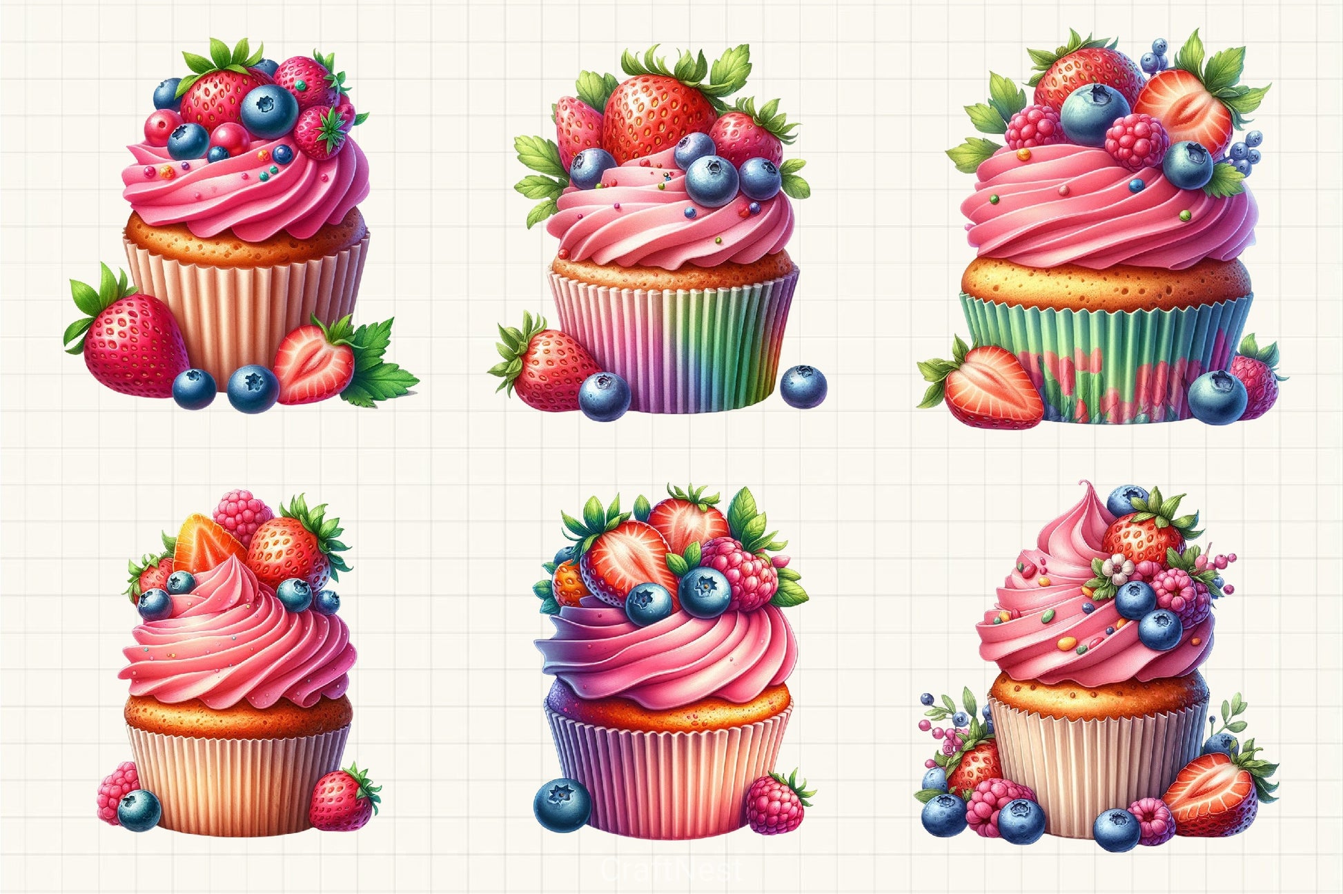 Fruits Cupcakes Clipart Bundle - CraftNest - Digital Crafting and Art