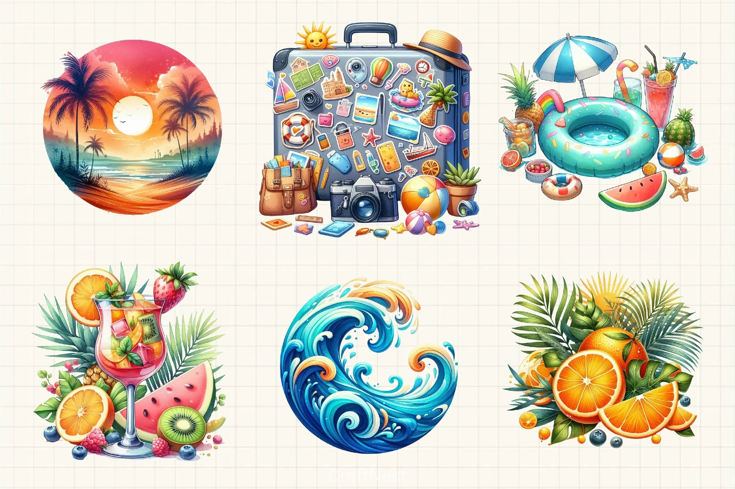 Summer Vibe Clipart Bundle - CraftNest - Digital Crafting and Art