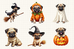 Halloween Pug Clipart Bundle - CraftNest - Digital Crafting and Art