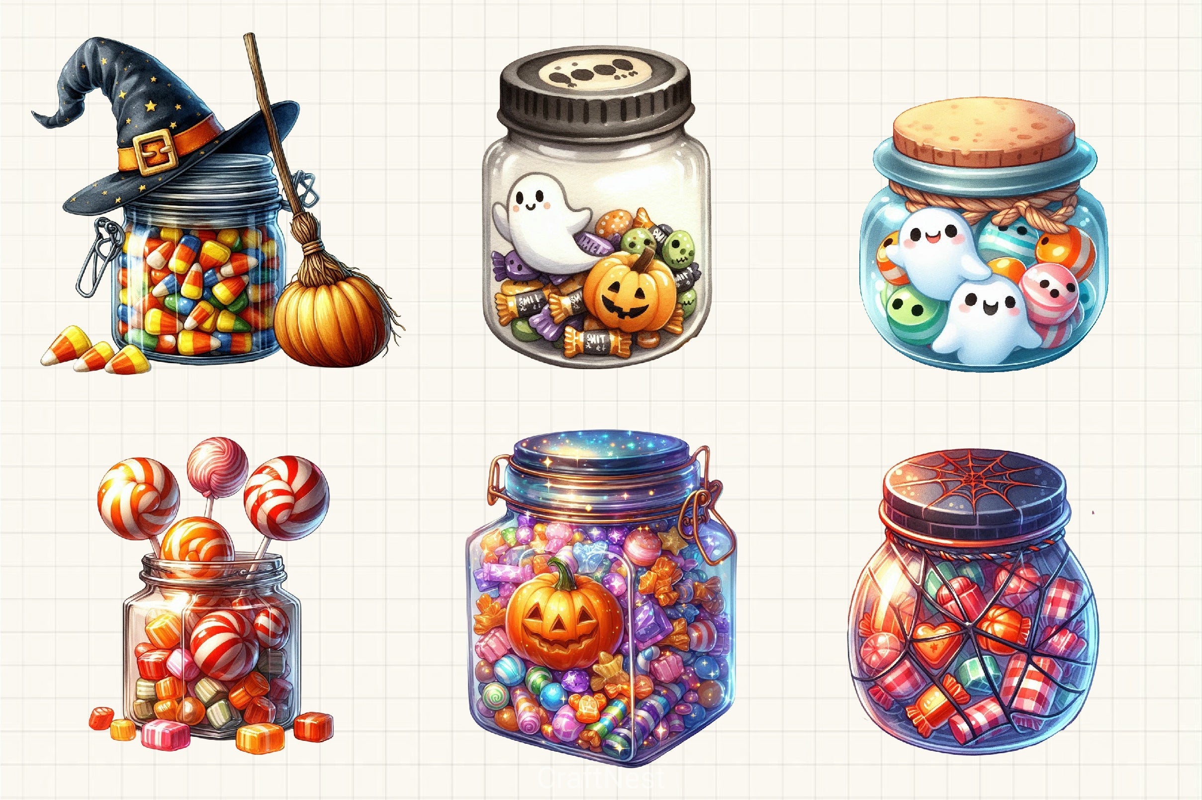 Halloween Candy Jar Clipart Bundle - CraftNest - Digital Crafting and Art