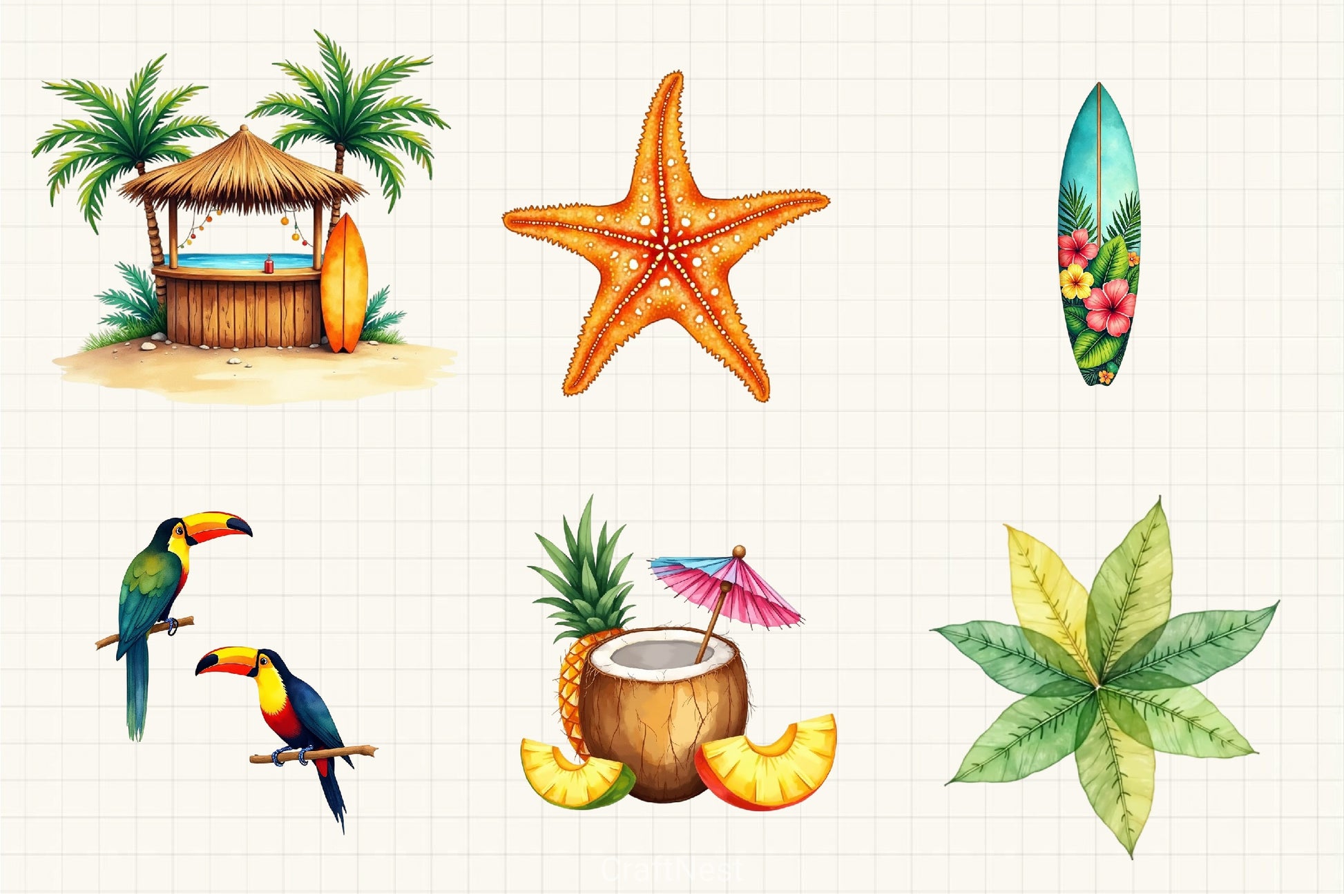 Tropical Summer Clipart Bundle 5 - CraftNest - Digital Crafting and Art