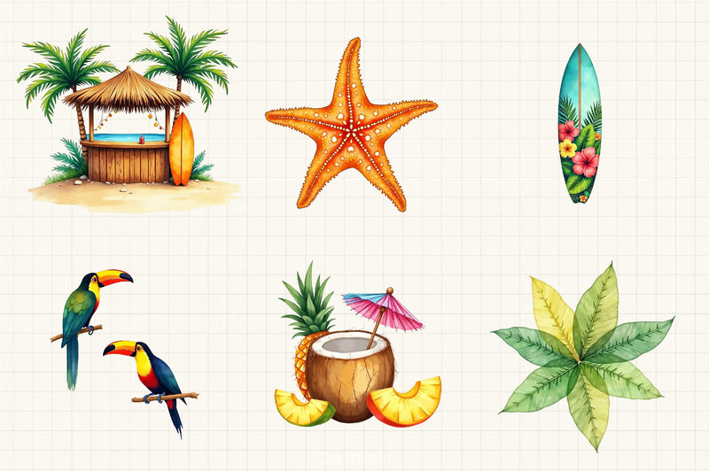 Tropical Summer Clipart Bundle 5 - CraftNest - Digital Crafting and Art