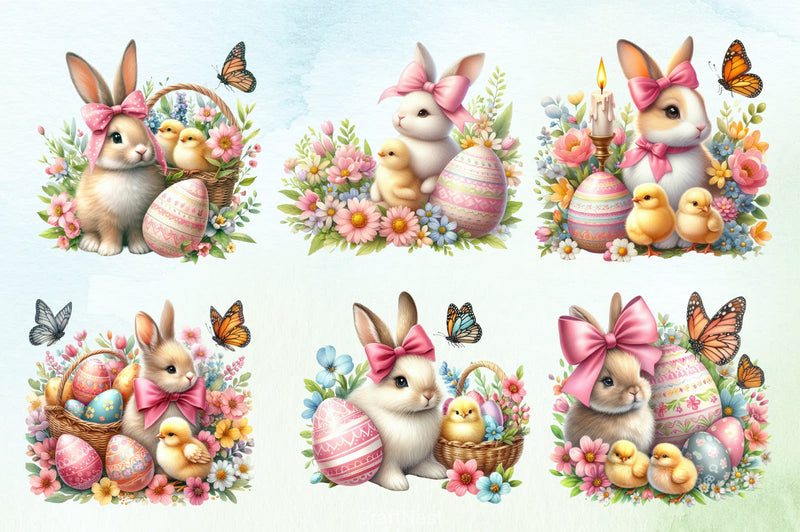 Cute Easter Bunny Clipart Bundle - CraftNest - Digital Crafting and Art