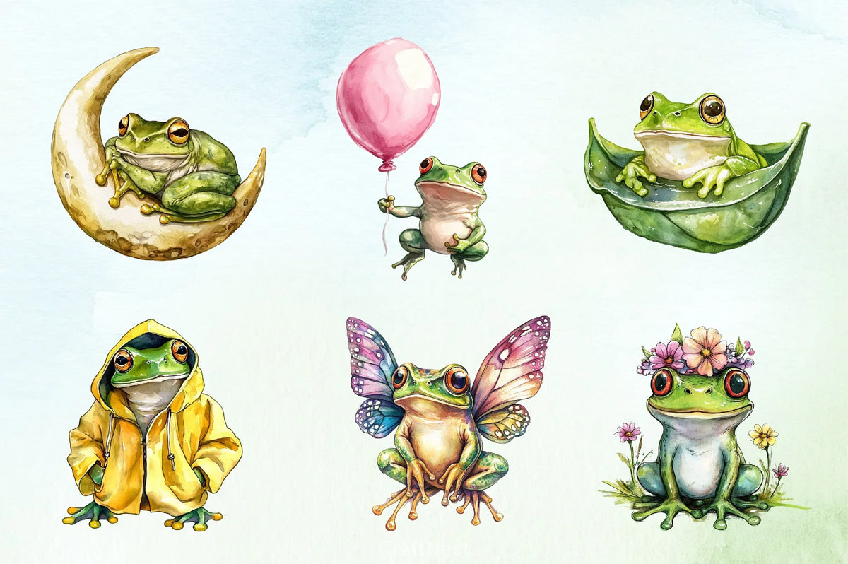 Spring Frog Icons Spring Frog Clipart Bundle