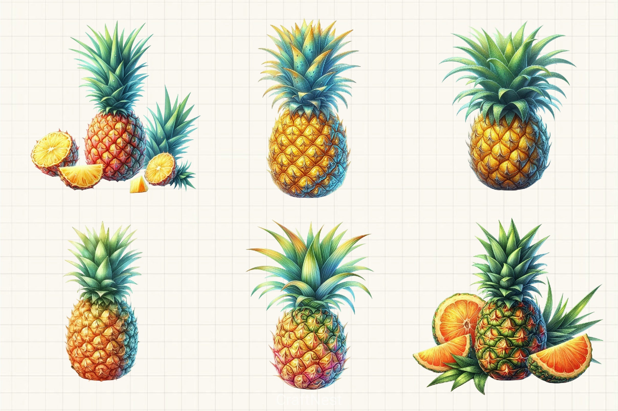 Pineapple Clipart Set 4 - CraftNest - Digital Crafting and Art