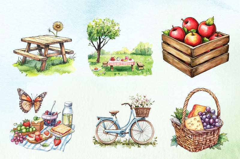 Spring Picnic Clipart Bundle - CraftNest - Digital Crafting and Art