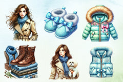 Winter Fashion Clipart Bundle - CraftNest - Digital Crafting and Art