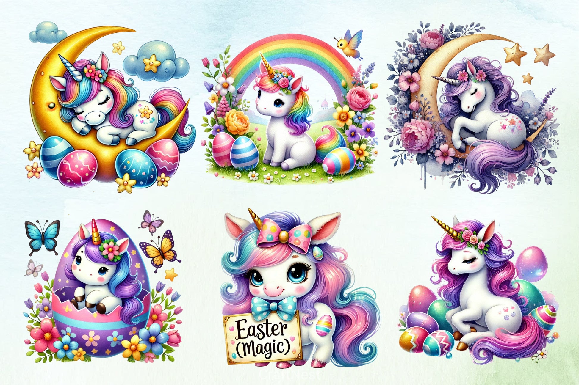 Easter Newborn Unicorn Clipart Bundle - CraftNest - Digital Crafting and Art