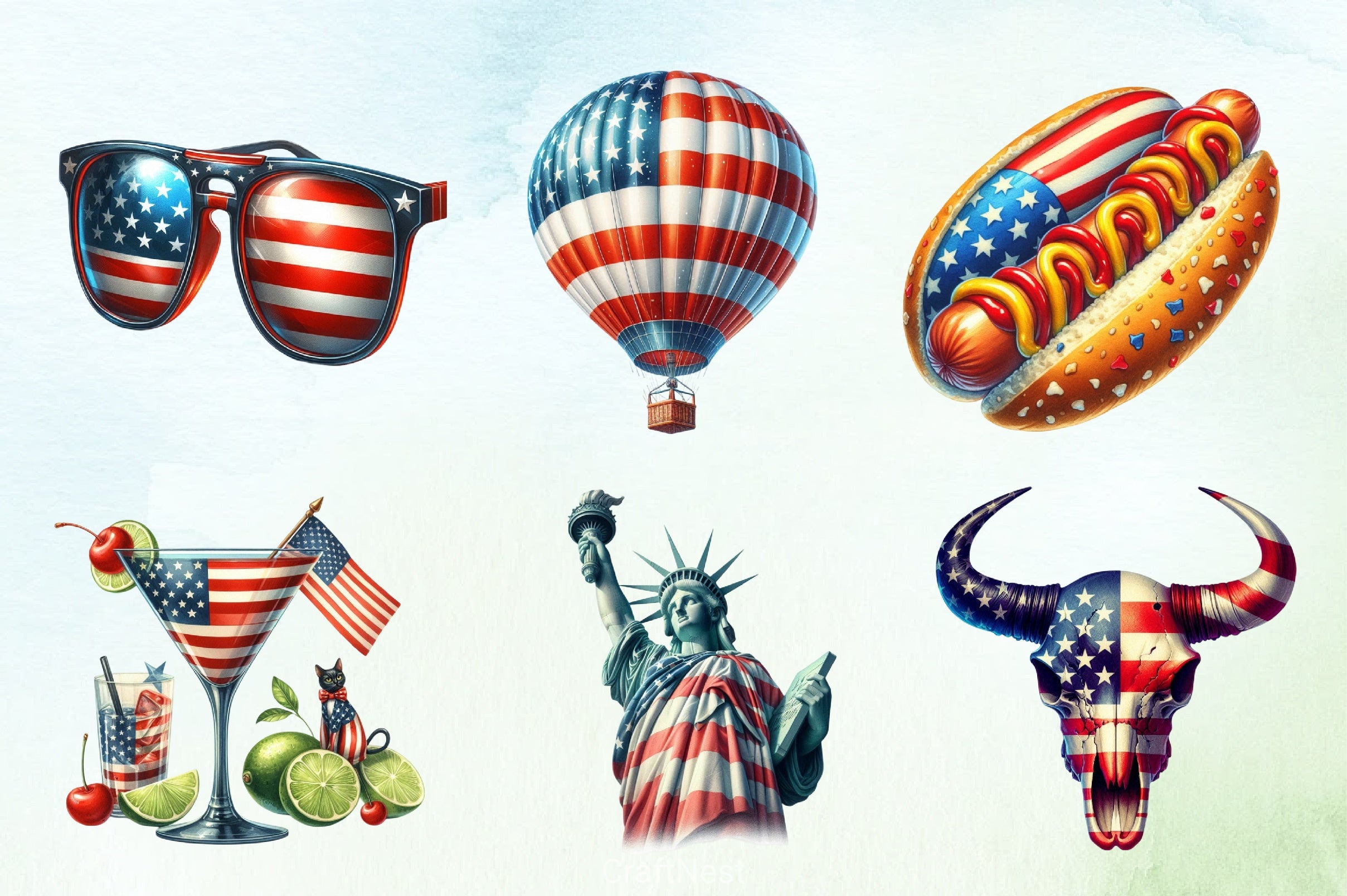 Vintage 4th July Clipart Bundle - CraftNest - Digital Crafting and Art