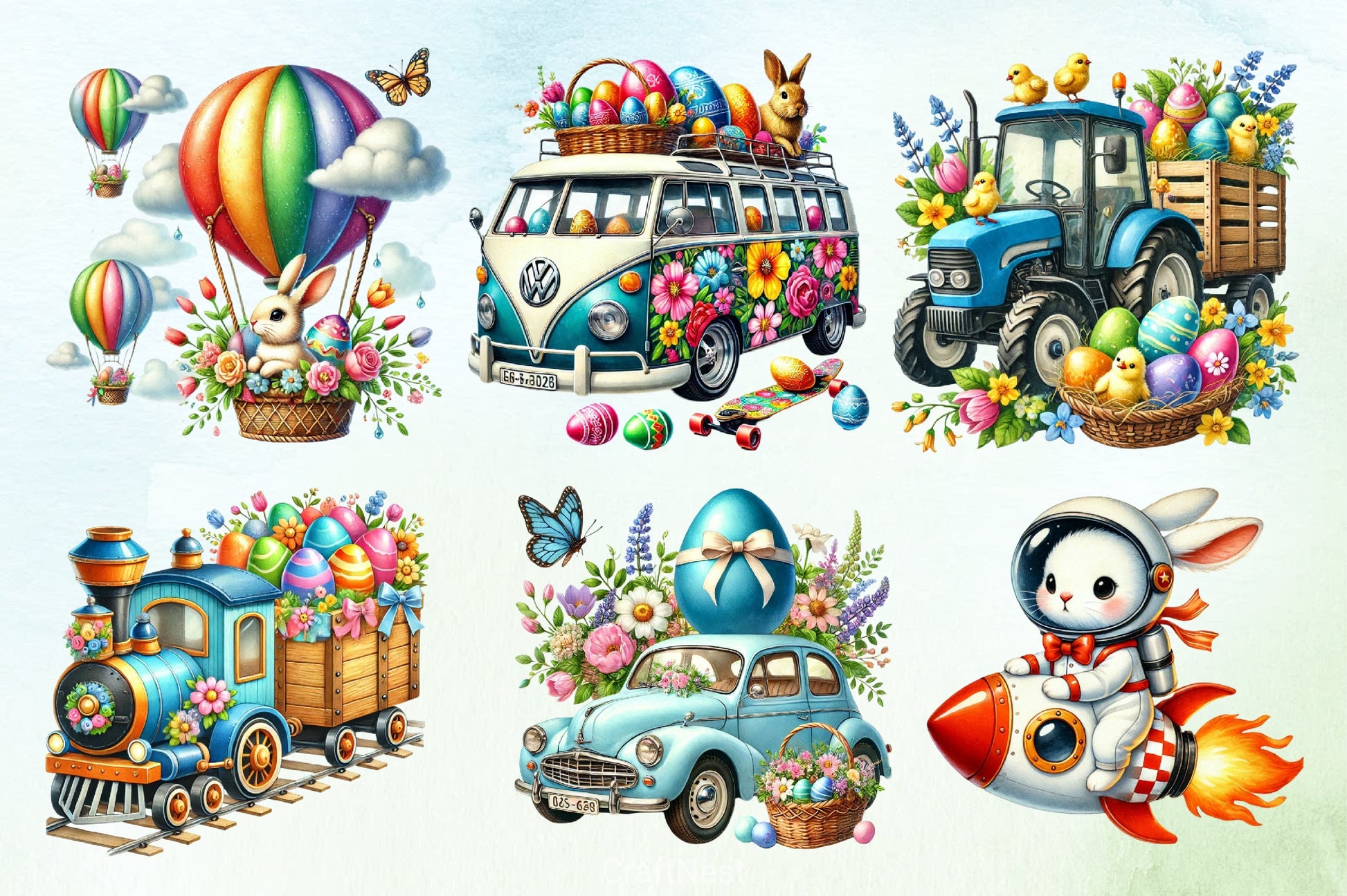 Easter Transportation Clipart Bundle - CraftNest - Digital Crafting and Art