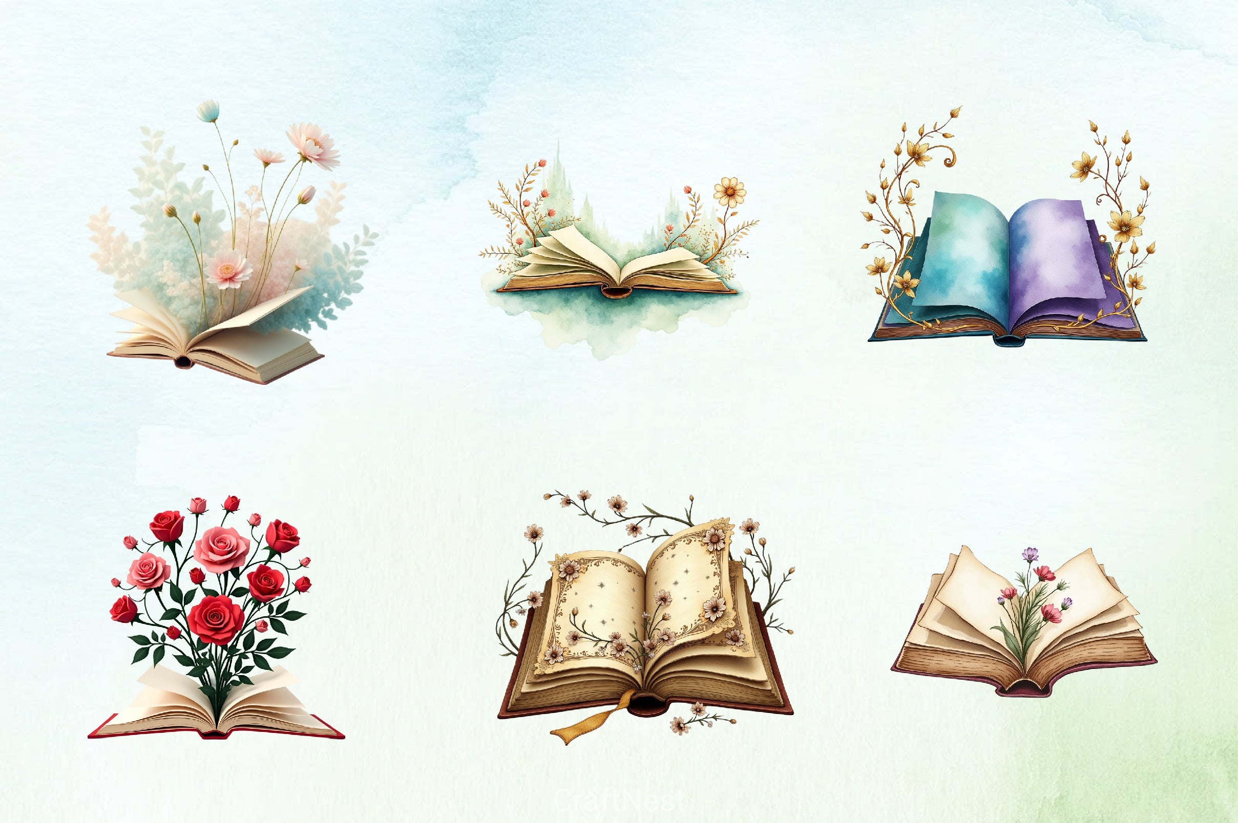 Floral Book Clipart Bundle 3 - CraftNest - Digital Crafting and Art