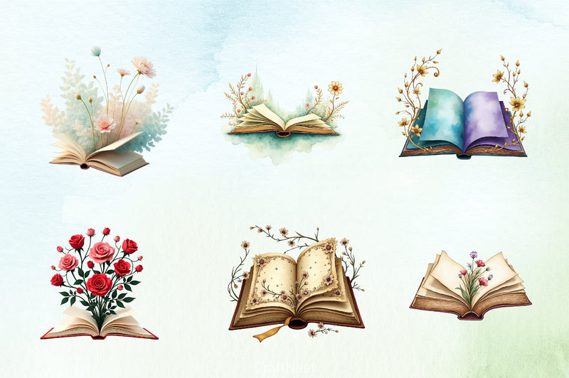 Floral Book Clipart Bundle 3 - CraftNest - Digital Crafting and Art