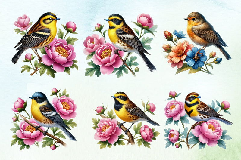 Spring Bird Clipart Bundle - CraftNest - Digital Crafting and Art