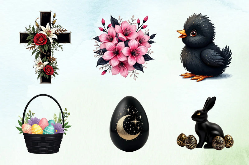 Glitter Black Easter Clipart Bundle - CraftNest - Digital Crafting and Art