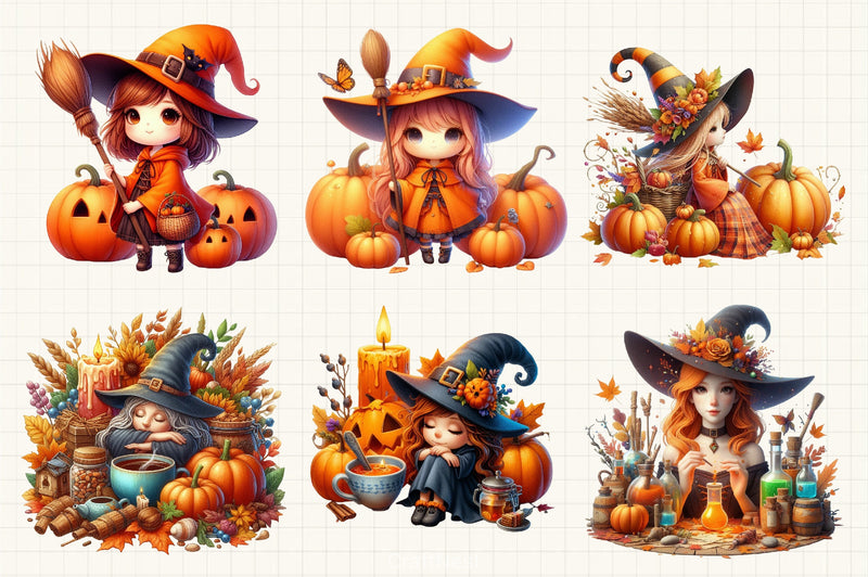 Witch Autumn Clipart Bundle 1 - CraftNest - Digital Crafting and Art