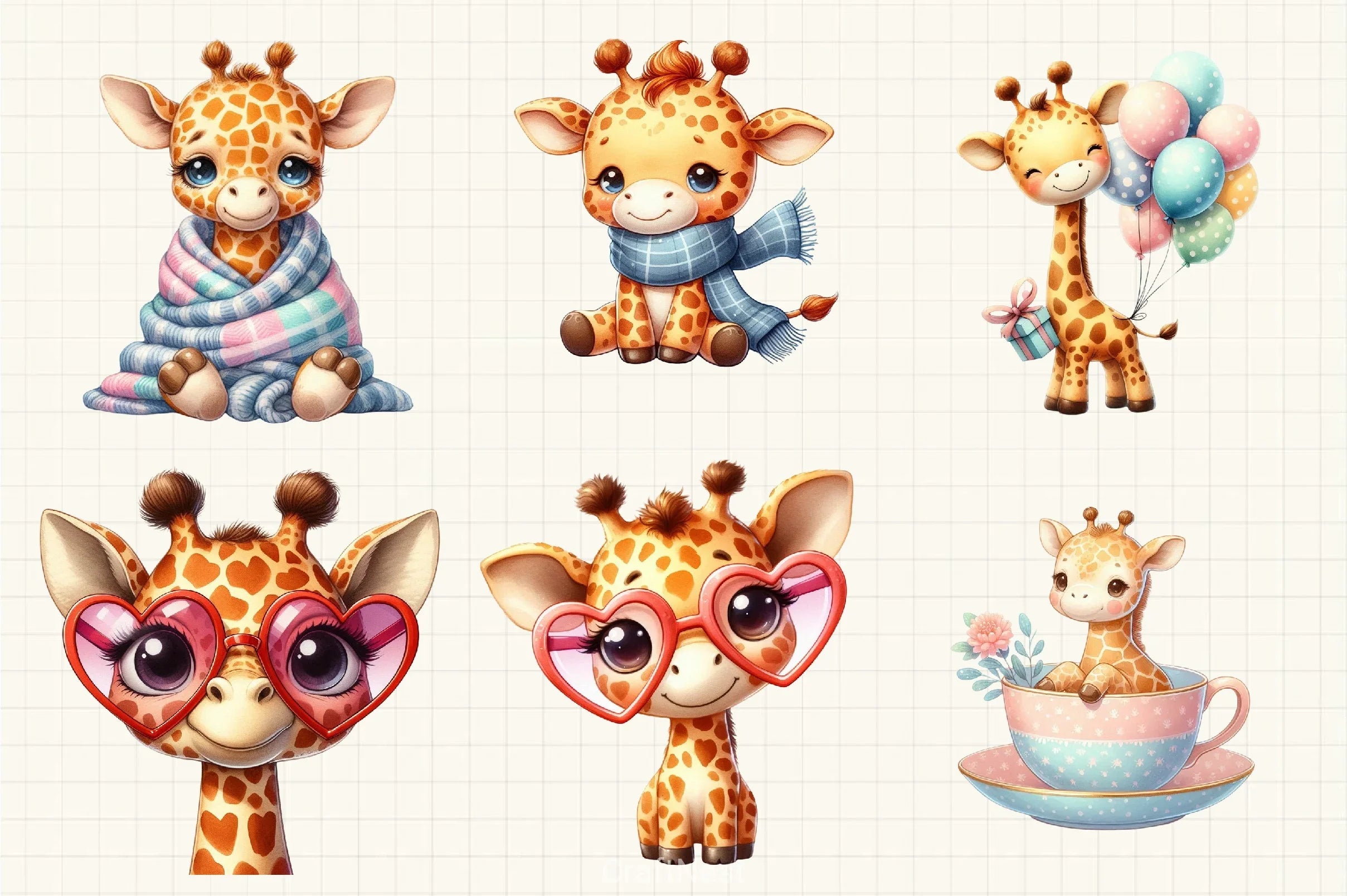 Cute Giraffe Clipart Bundle - CraftNest - Digital Crafting and Art