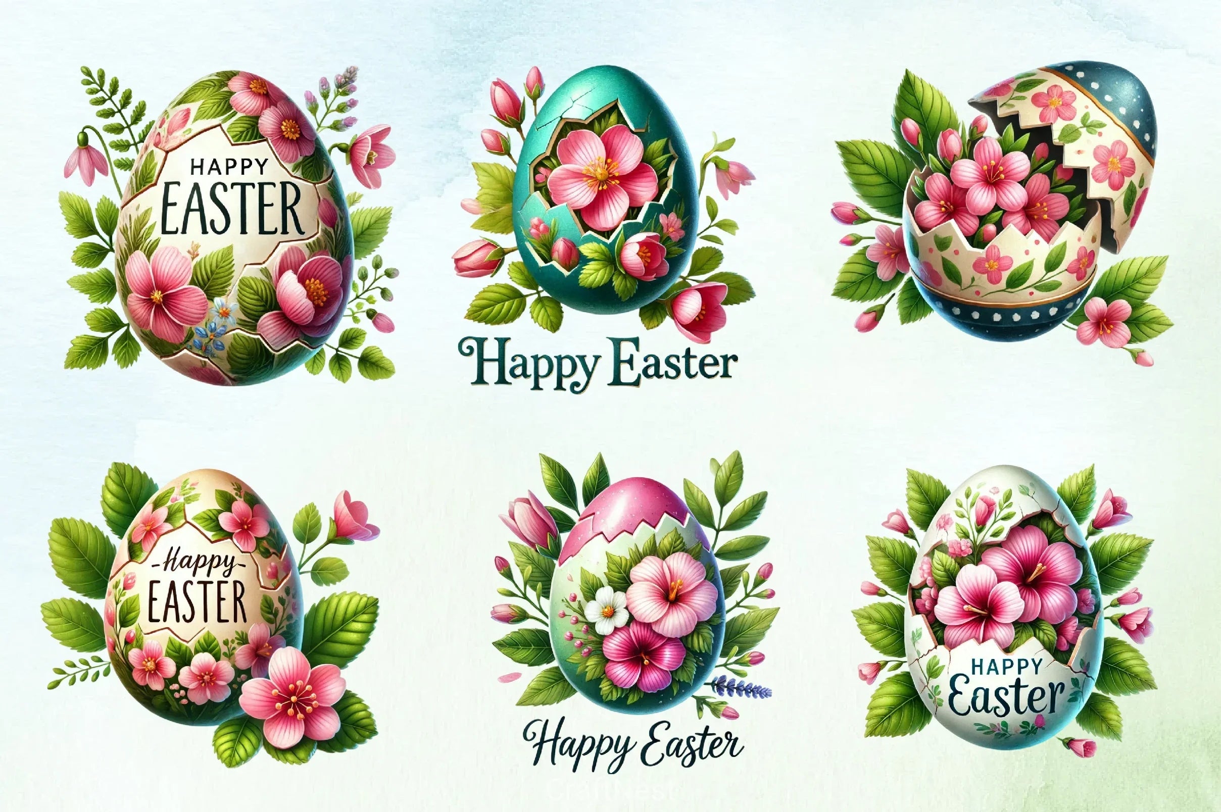 Easter Eggs & Flowers Clipart Bundle 2 - CraftNest - Digital Crafting and Art