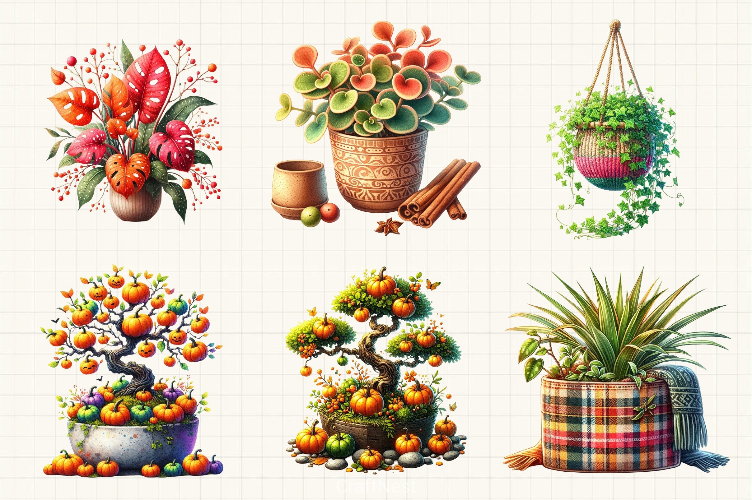 Autumn Houseplant Clipart Bundle - CraftNest - Digital Crafting and Art