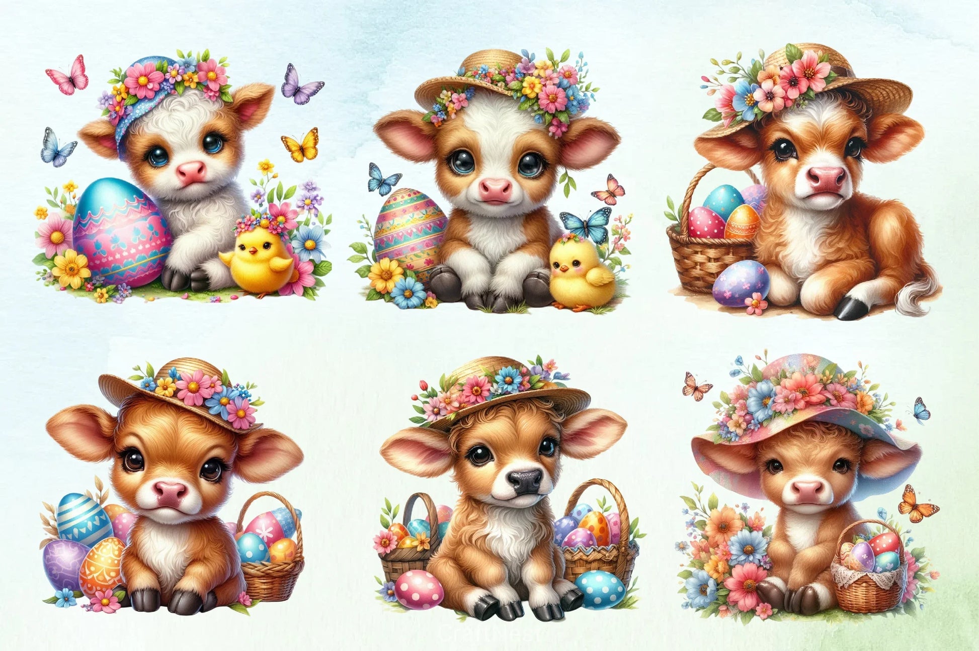 Easter Highland Cow Clipart Bundle 9 - CraftNest - Digital Crafting and Art