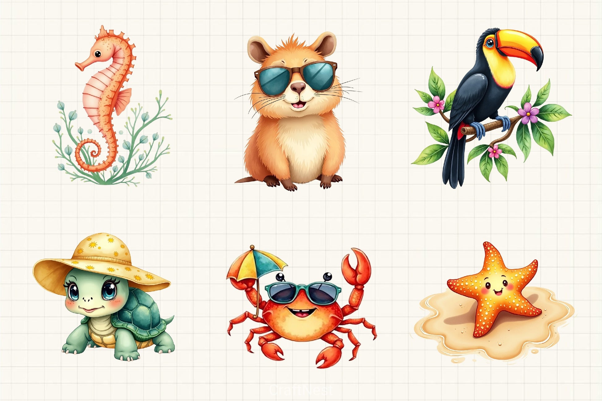 Tropical Summer Animals Clipart Bundle - CraftNest - Digital Crafting and Art