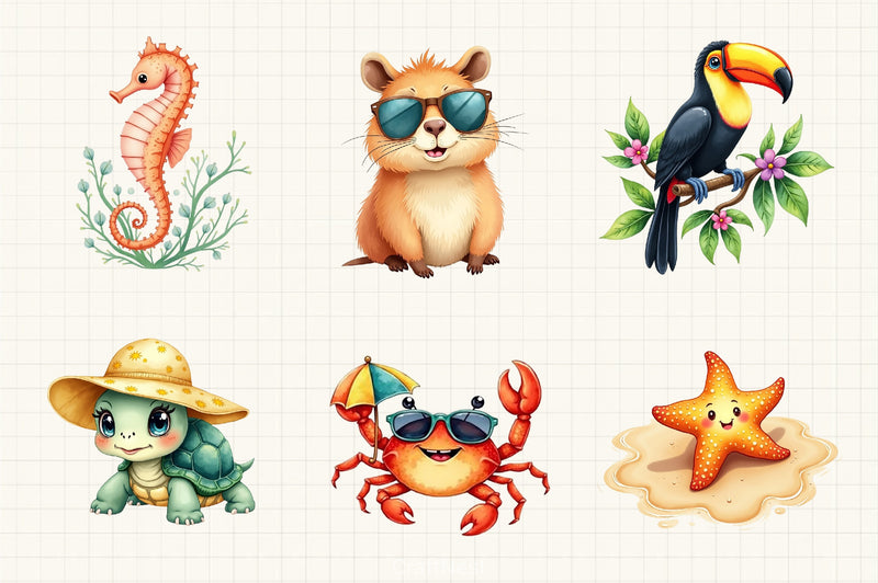 Tropical Summer Animals Clipart Bundle - CraftNest - Digital Crafting and Art