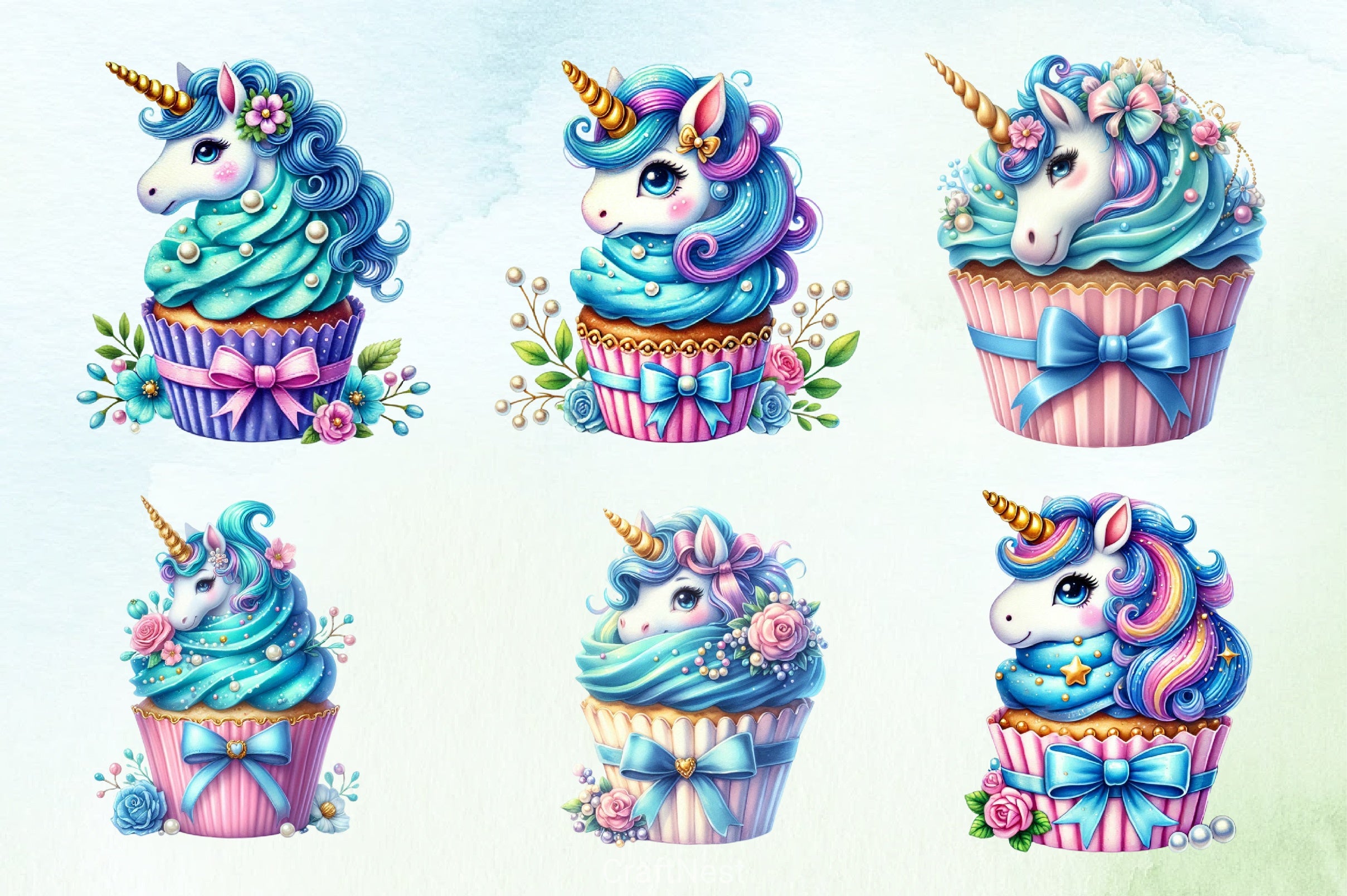 Unicorn Cupcakes Clipart Bundle - CraftNest - Digital Crafting and Art