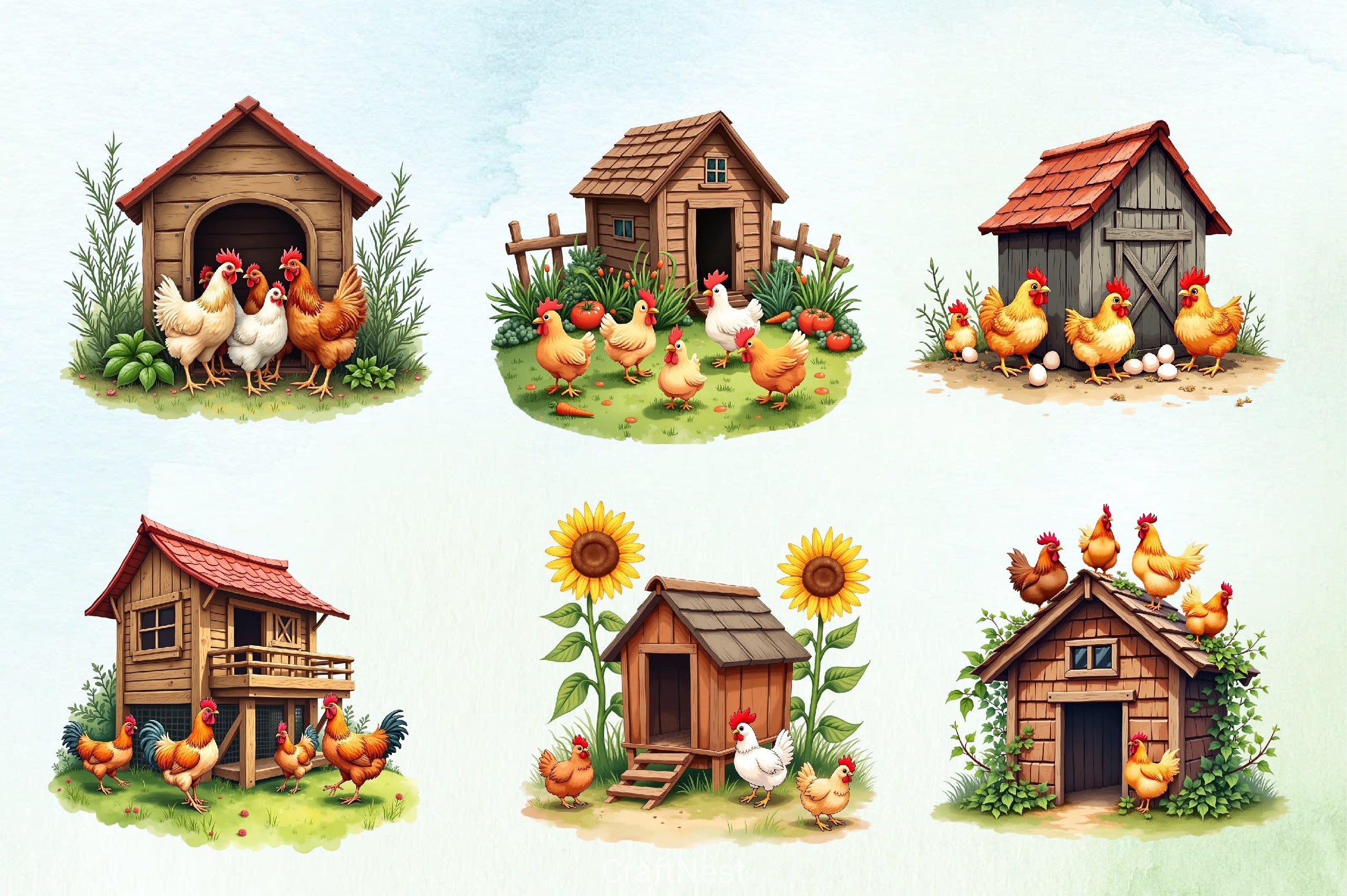 Chicken Coop Clipart Bundle 2 - CraftNest - Digital Crafting and Art