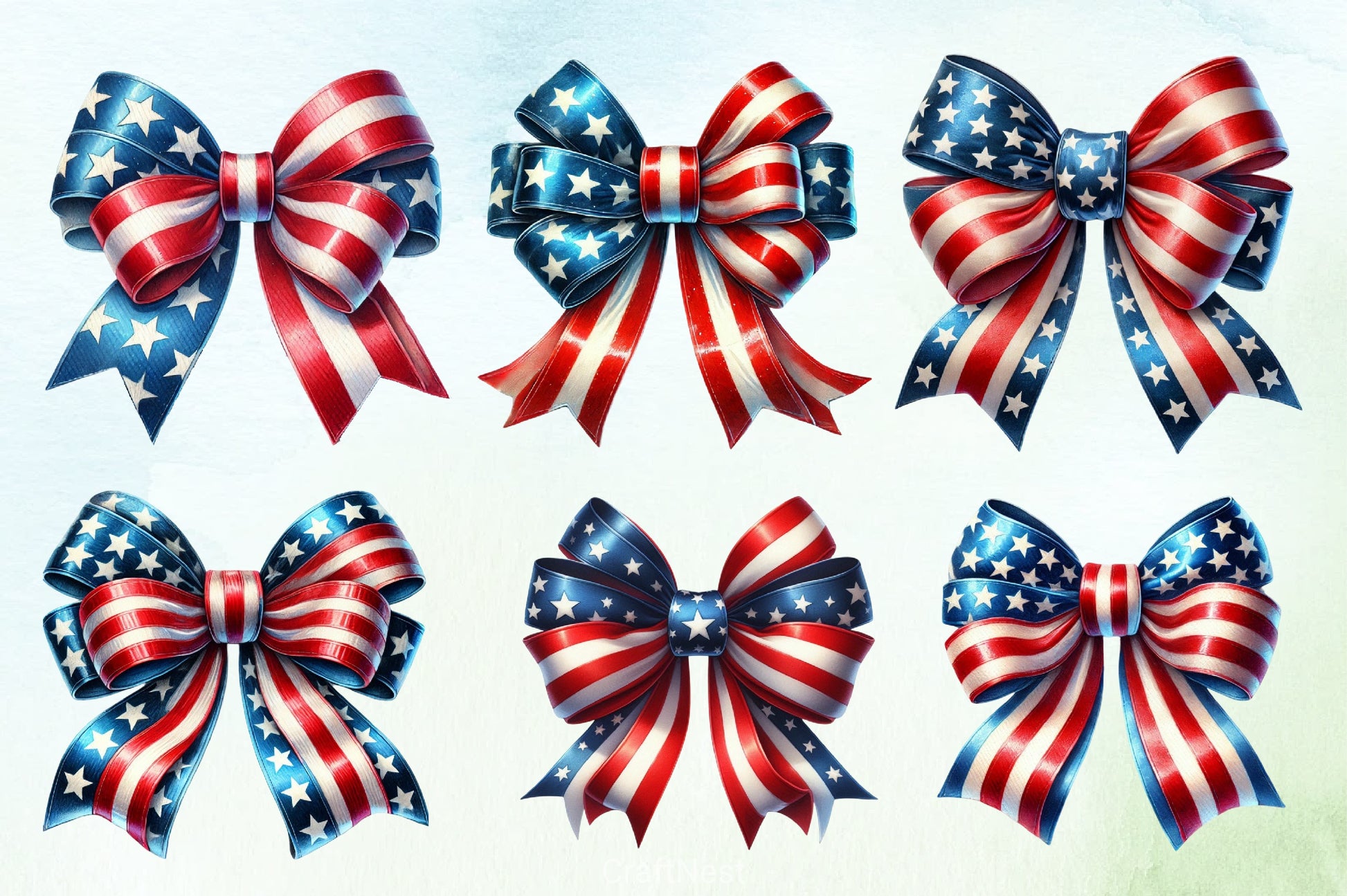 4th of July Bow Clipart Bundle 4 - CraftNest - Digital Crafting and Art