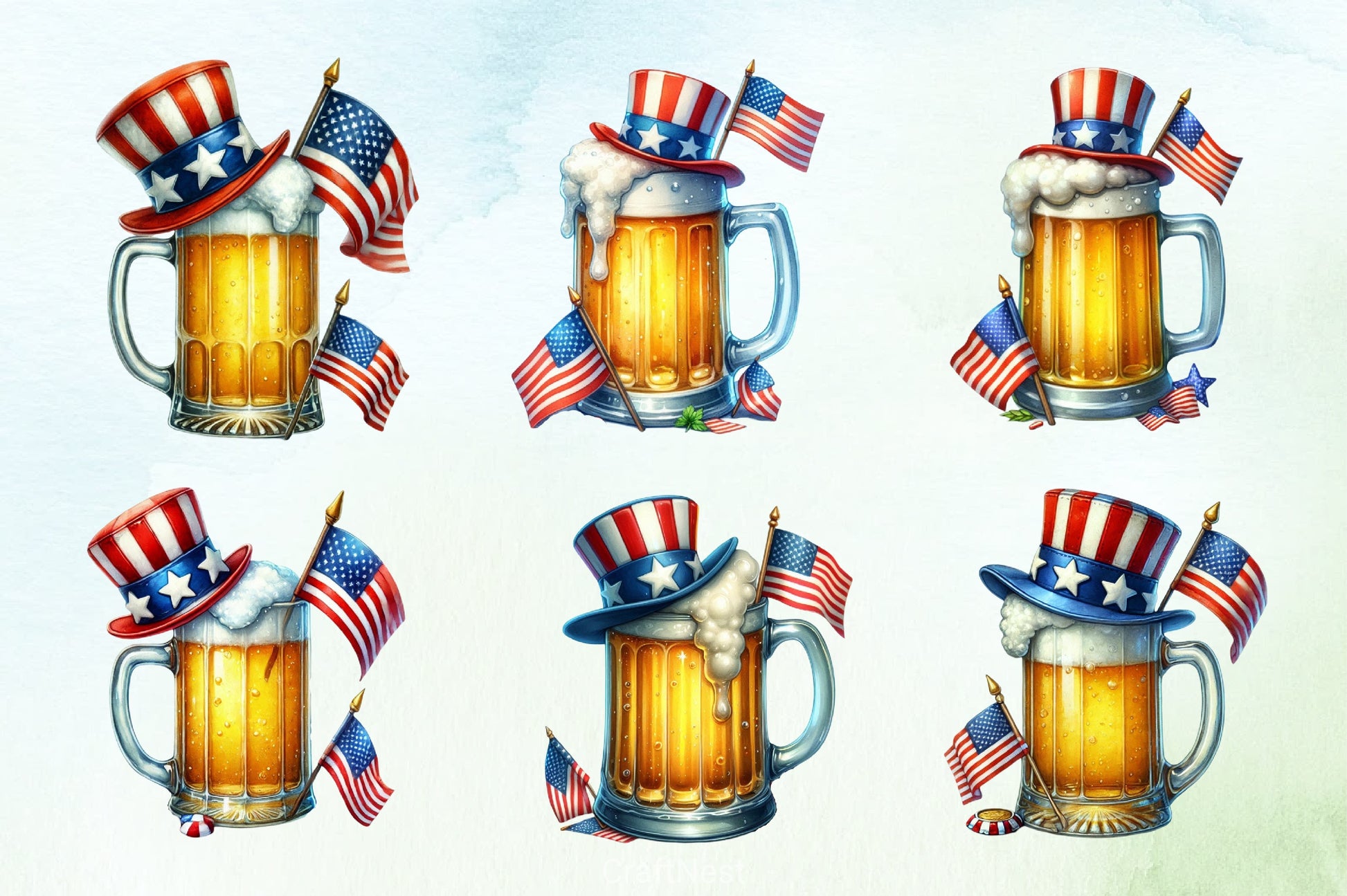 American Patriotic Flag Beer Clipart Bundle - CraftNest - Digital Crafting and Art