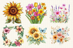 Summer Flowers Clipart Bundle 38 - CraftNest - Digital Crafting and Art