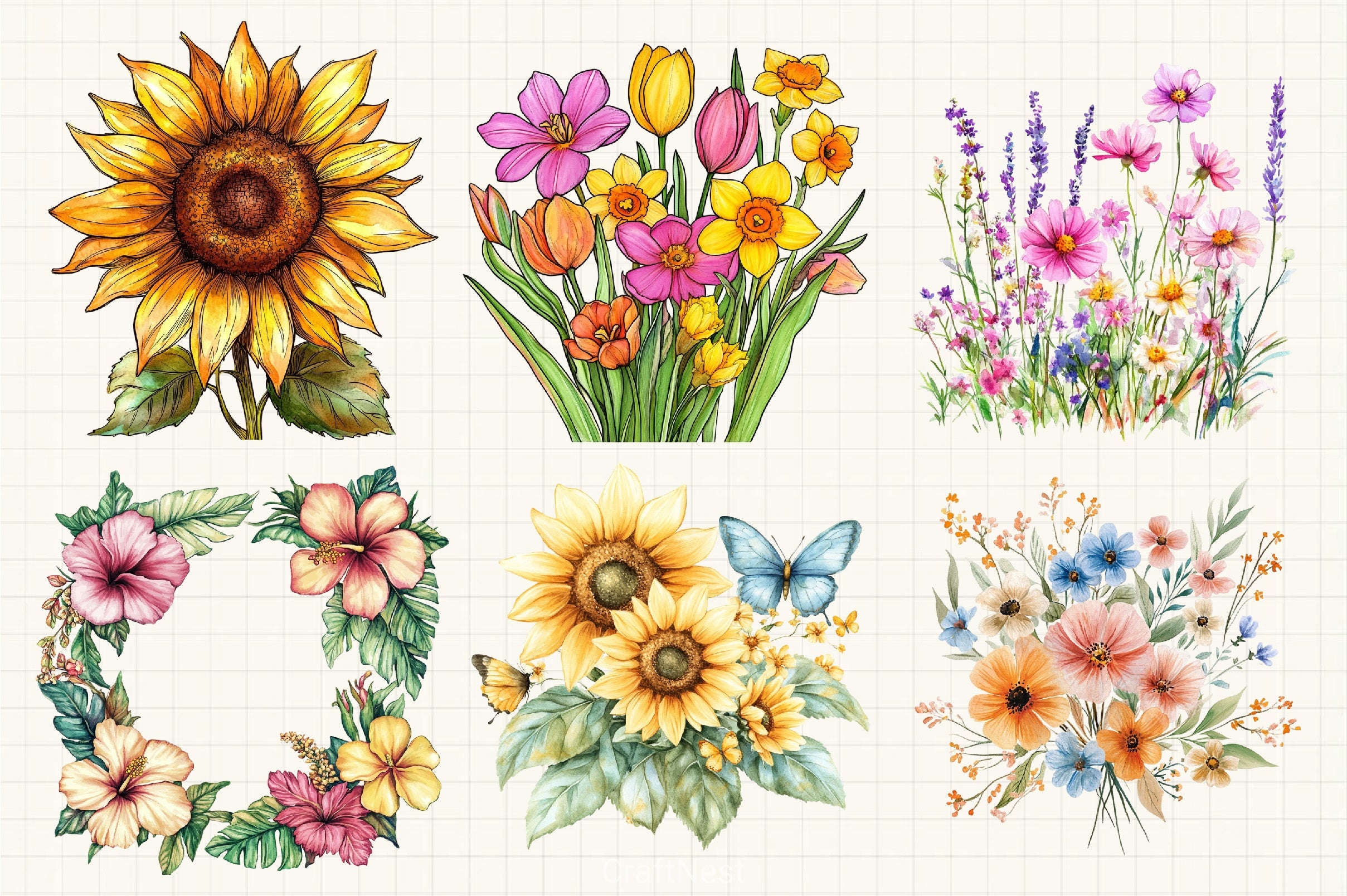 Summer Flowers Clipart Bundle 38 - CraftNest - Digital Crafting and Art