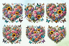Spring Flowers Heart Butterflies Clipart Bundle - CraftNest - Digital Crafting and Art