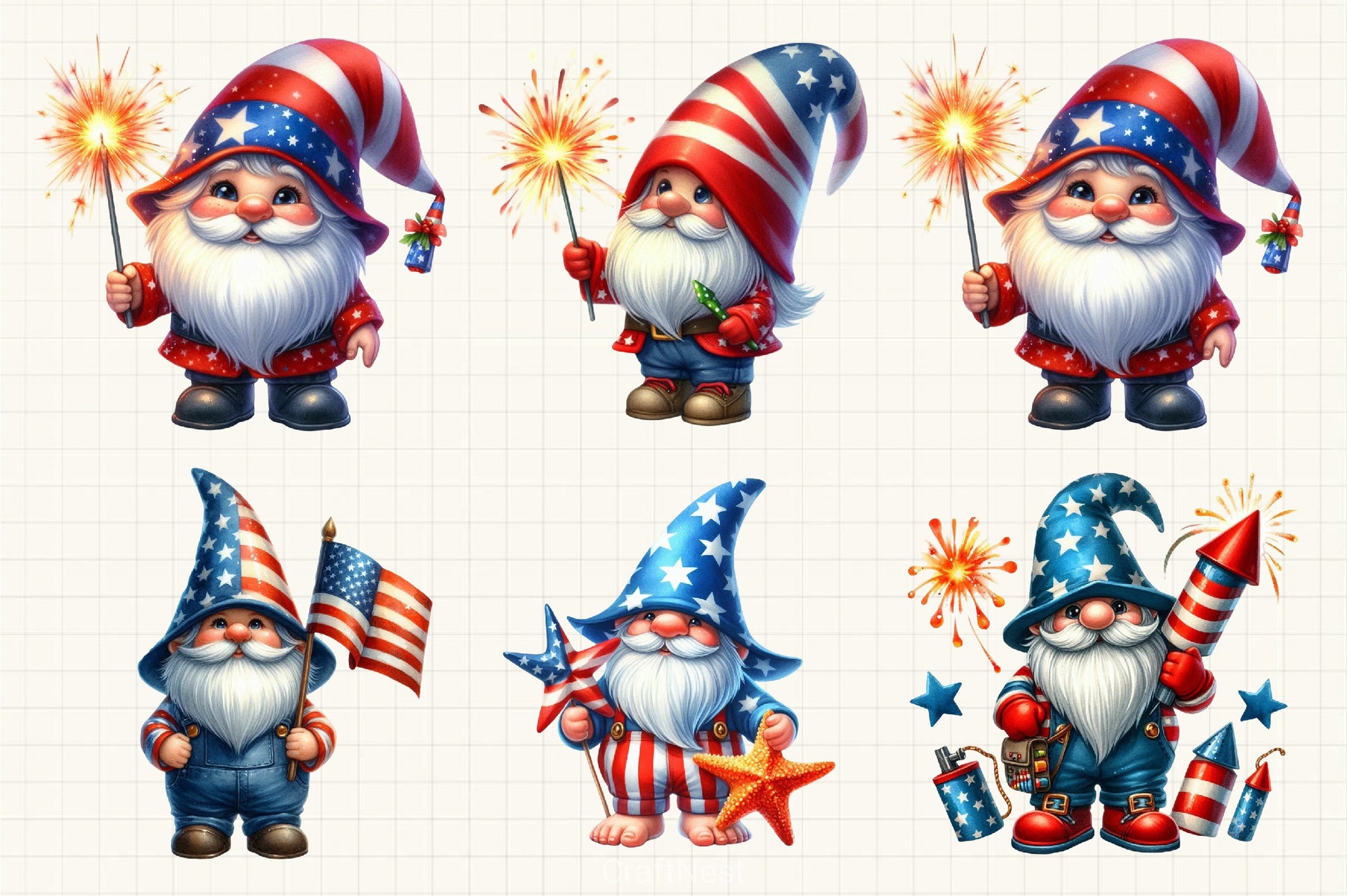 Patriotic Gnome Clipart Bundle 2 - CraftNest - Digital Crafting and Art