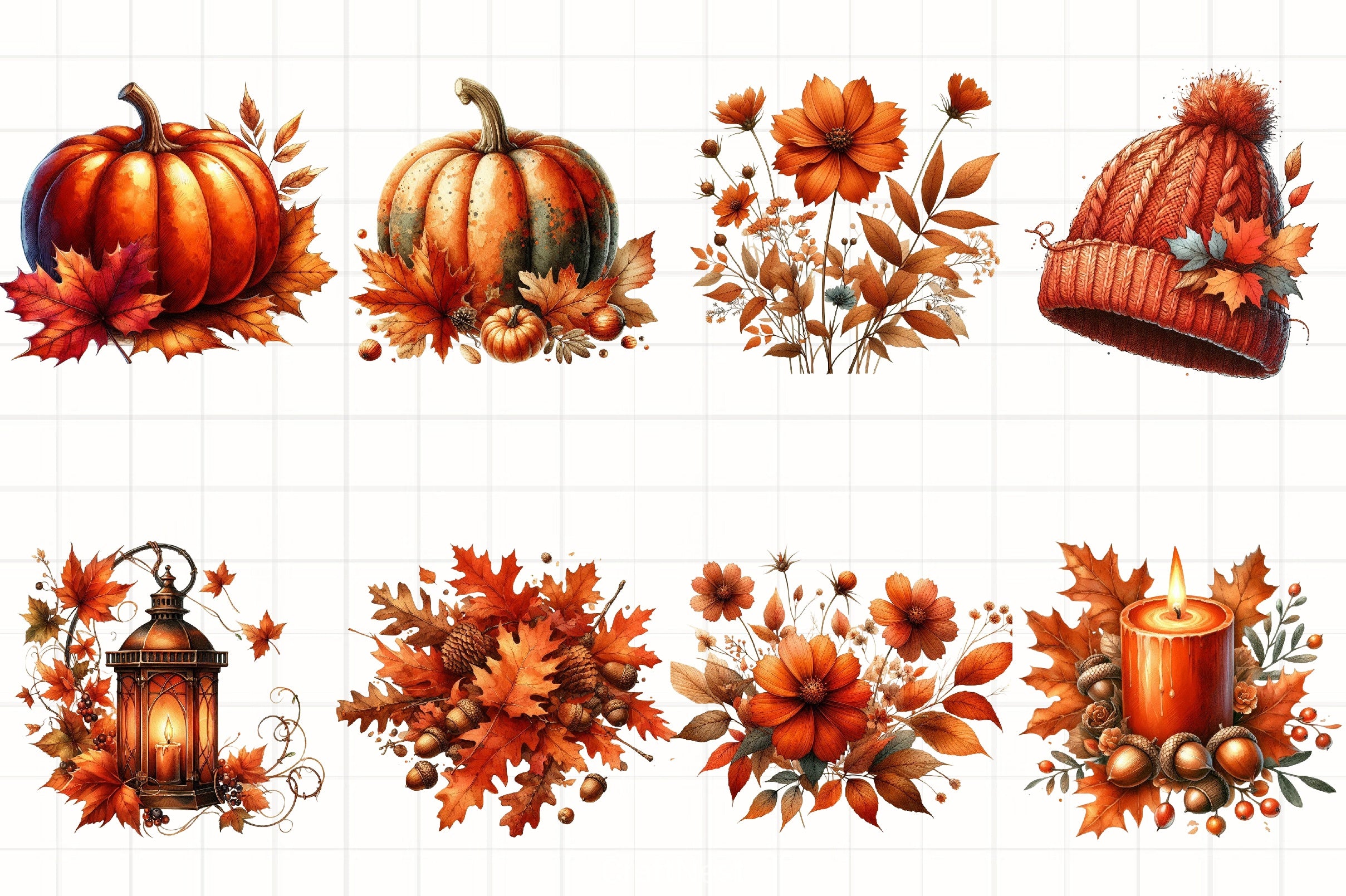 Burnt Orange Autumn Clipart Bundle 3 - CraftNest - Digital Crafting and Art