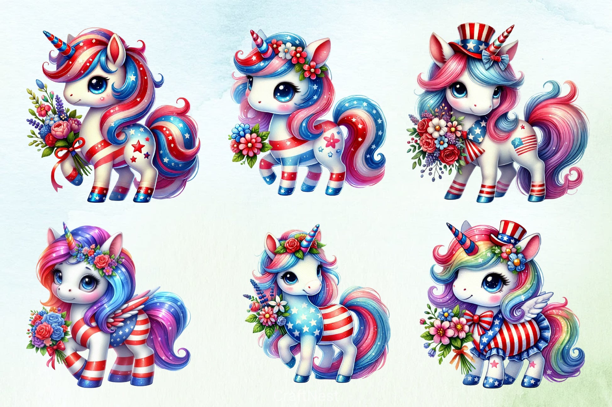 4th of July Unicorn Clipart Bundle 6 - CraftNest - Digital Crafting and Art