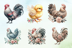 Vintage Spring Floral Chicken Clipart Bundle 3 - CraftNest - Digital Crafting and Art