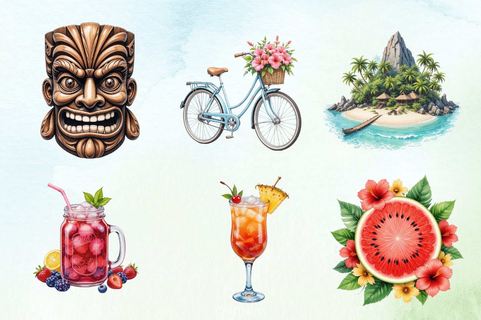 Tropical Summer Clipart Bundle 6 - CraftNest - Digital Crafting and Art