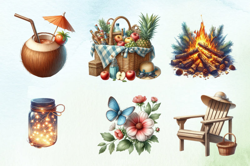 Cozy Summer Clipart Bundle 2 - CraftNest - Digital Crafting and Art