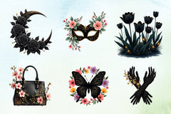 Glitter Luxury Black Spring Clipart Bundle 7 - CraftNest - Digital Crafting and Art
