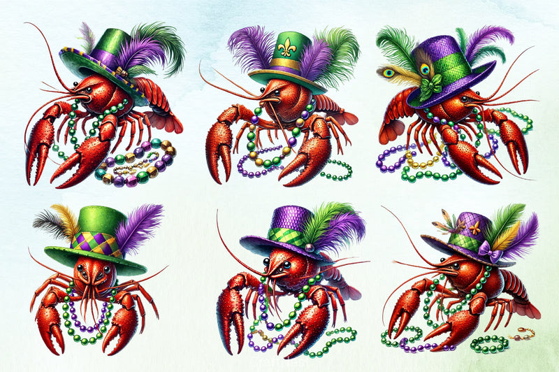 Mardi Gras Crawfish Clipart Bundle - CraftNest - Digital Crafting and Art